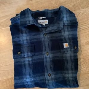 Men’s Carhartt Original Fit Heavyweight Blue Plaid Flannel, Size Medium